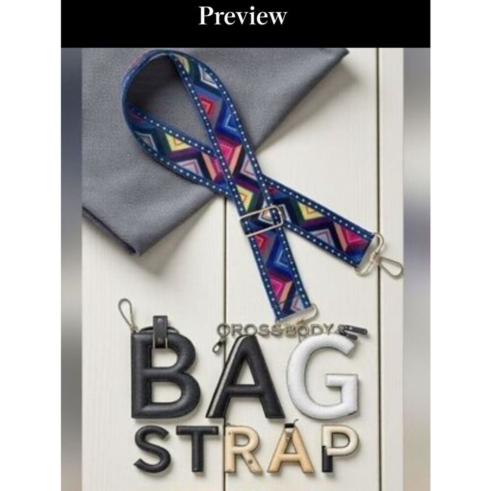 Boho Colorful Crossbody Bag Strap- Choose Blue , Black Or Tan